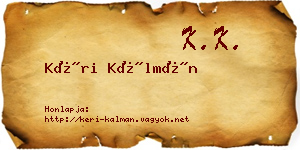 Kéri Kálmán névjegykártya